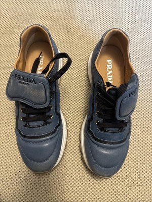 PRADA PRAX01 SNEAKER SCHUHE 4E3389 DENIM JEANS LEDER. Große 42 NP:690 