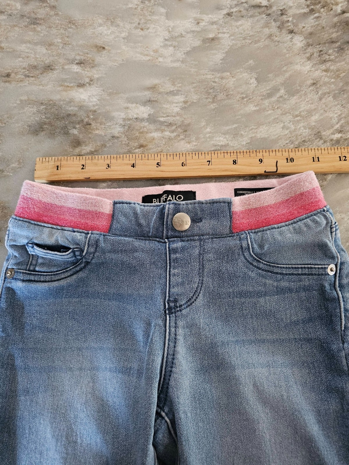 Buffalo David Bitton Girls Skinny Pull On Jeans Size 10 Glitter Waist Jeggings image 5