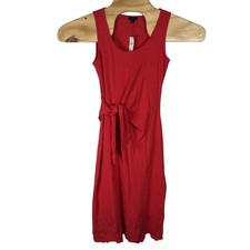 NEW Talbots Midi Dress Size Petite Eyelet Hem Side Tie Red Sleeveless Tank Knit