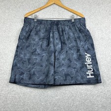 Hurley Hurley Floral Volley Swim Trunks Mens XL Navy Blue Polyester Spandex