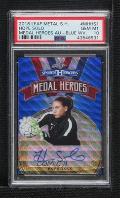 2018 Leaf Metal Sports Heroes Medal Blue Wave 3/6 Hope Solo #MH-HS1 Auto 11rv