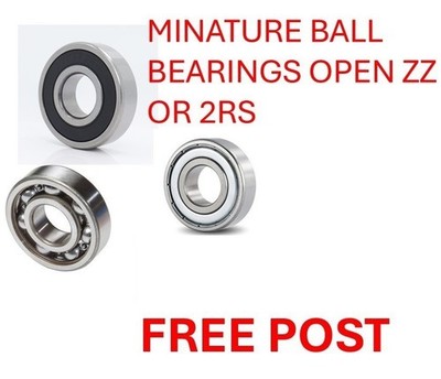 MINATUR KUGELLAGER OFFEN ZZ 2RS 2 MM BIS 9 MM GRÖSSE WÄHLBAR 