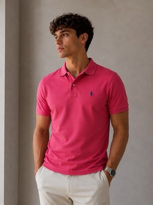 Polo Ralph Lauren Herren Polo S Pink Slim Kentkragen Logo Kurzarm Neu