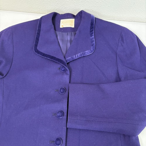 Pendleton Blazer Damen 12 lila Schurwolle Samt Knopfleiste Jacke Vintage USA - Bild 7 von 14