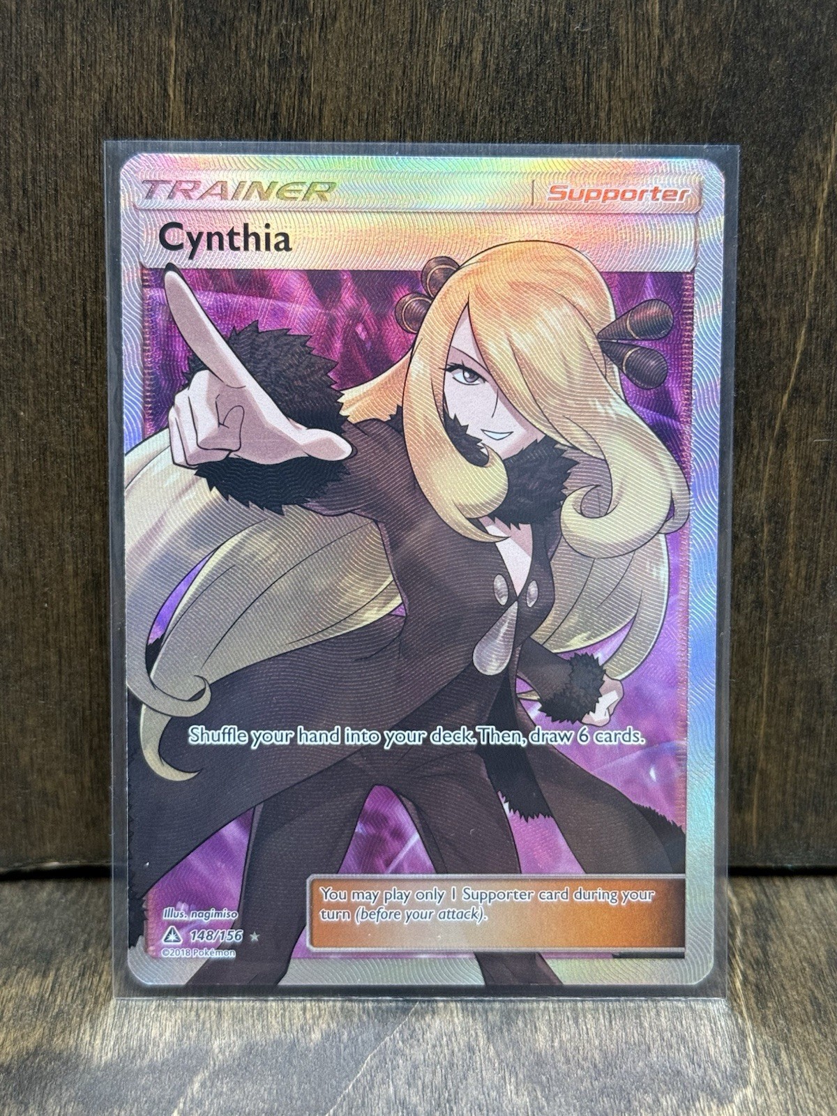 Pokémon Cynthia Full Art Ultra Rare Holo Trainer 148/156 SM-Ultra Prism