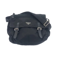 PRADA Tessuto Triangle with logo Shoulder Bag Messenger Bag Black