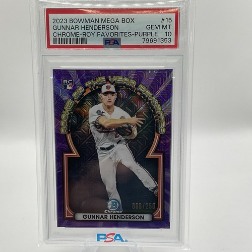 2023 Bowman Chrome Gunnar Henderson Favorites 44/250 Purple ROYF-15 PSA 10
