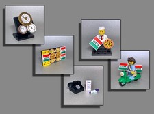 LEGO® Figuren Pizzabäcker Telefon Lieferservice Pizza Vespa Uhr