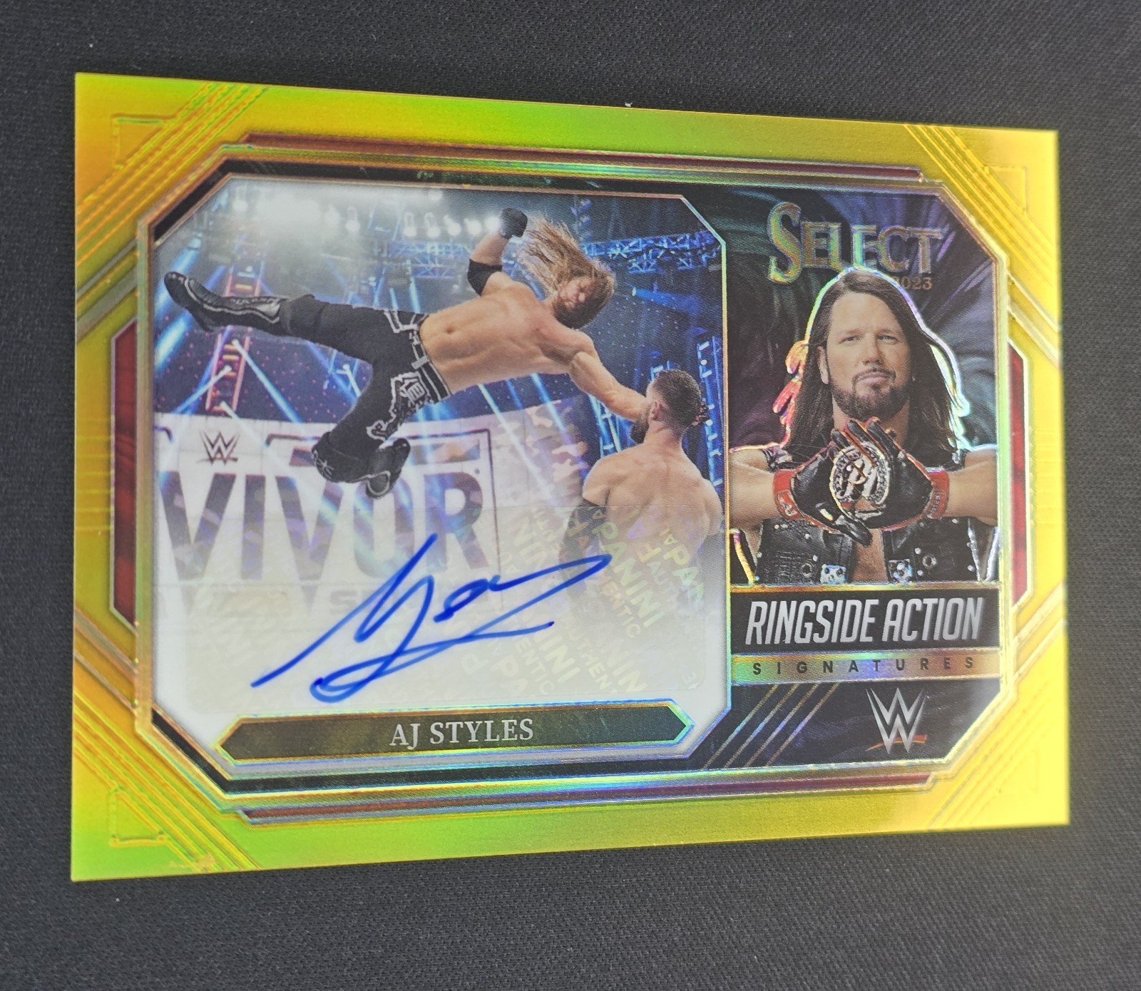 2023 Select WWE AJ Styles Ringside Action Auto Gold 7/10 RAW