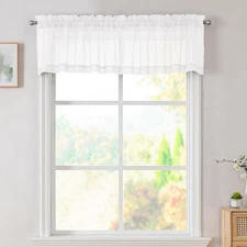 White Valances 14 Inches Long for Living Room Pocket 2 Panel Light Filtering She