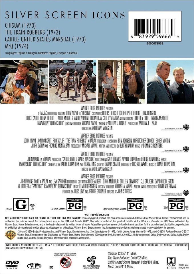 Silver Screen Icons John Wayne Action DVD  NEW Foto 4 de 4