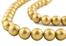 Yellow Gold Round Natural Wood Beads 16mm Large Hole 16 Inch Strand