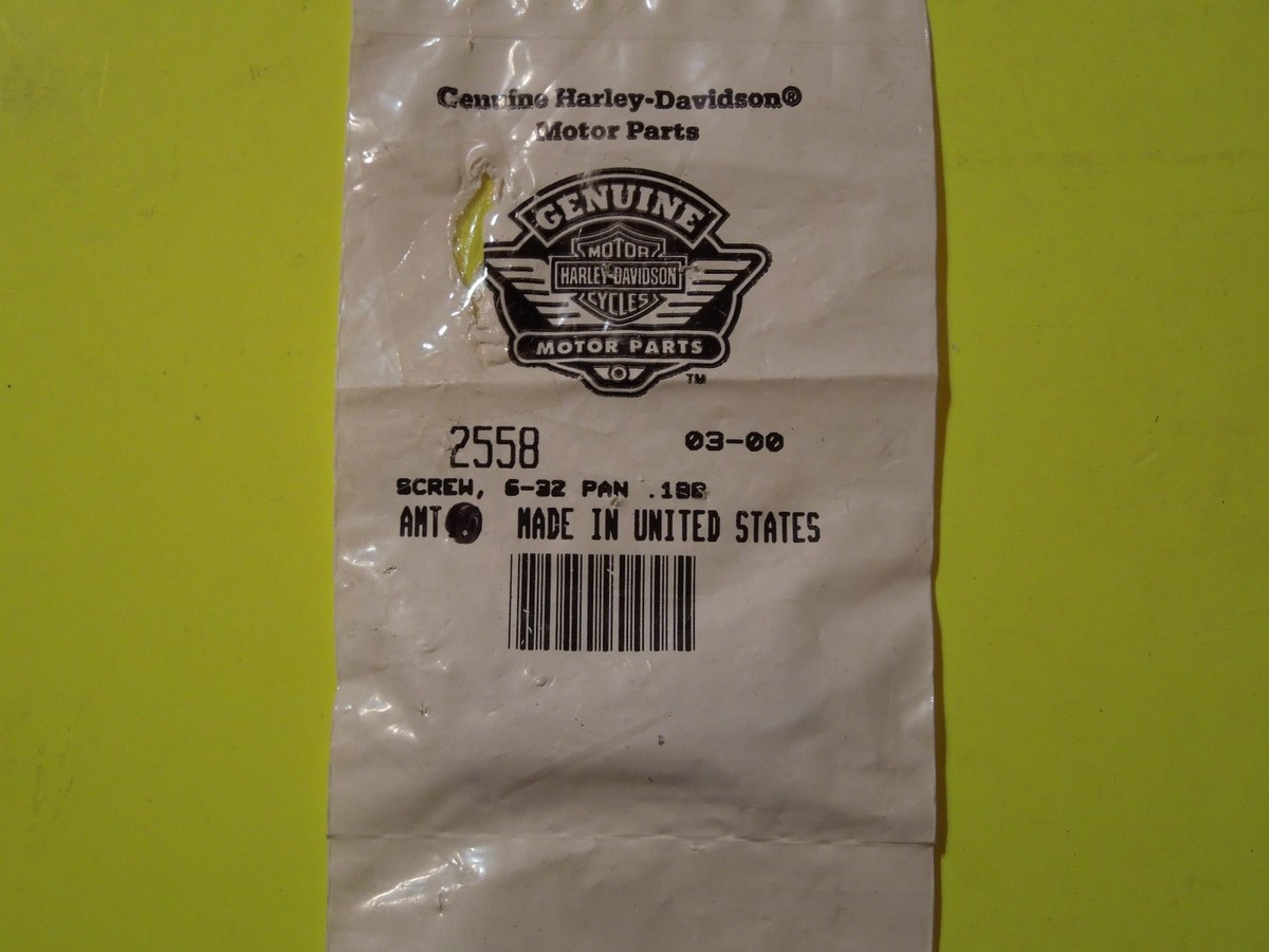 2 NOS OEM HARLEY DAVIDSON, 6-32 x 3/16