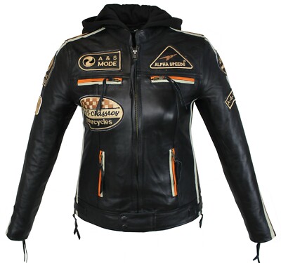 Motorrad Freizeit Damen Jacke Biker Custom Lamm Leder Jacket