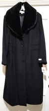 Anne Klein Women Plus Faux-fur Collar Maxi Cashmere Blend Coat Black Sz: 3x Tall