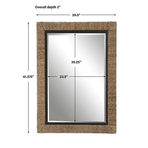 Uttermost Island Contemporary Iron Metal Braided Straw Mirror in Natural - Picture 8 of 8