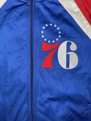 New WD Mitchell & Ness Hard Wood Classics 76ers Full Zip Warm Up Men’s LRG - Picture 2 of 9