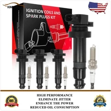 4 Ignition Coils & Iridium Spark Plugs Kit For Kia Rio 2020-2021 1.6L