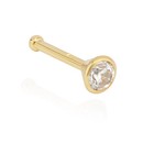 Nasenpiercing 750 Gold 18K Nasenstecker Spirale Gerade Form 2,5mm Zirkonia Weiß