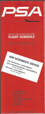 PSA Pacific Southwest Airlines system timetable 11/21/69 [7081] Buy 4 ...