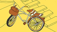 Photoshop Bike Illustration Retro Colors Hipster Look 7x4 Home Decor Wall Art 