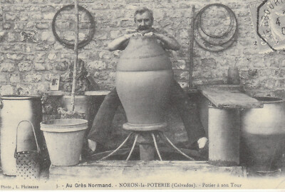 ANTIQUE POSTCARD COPY AU GRES NORMAND NORON LA POTERIE (CALVADOS) POT