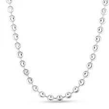 925 Sterling Silver Moon BEAD BALL Link Chain Necklace 6 mm 24" 35 grams