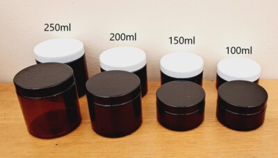 50ml,150ml,200ml,250ml Bernstein Kunststoff Glas,Kosmetik,Cremebehälter mit Schraubdeckel