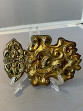 VICTORIAN OR EARLIER GOLDEN METAL WOMAN'S BELT PART THAT WAS SEWN ON -5" ACROSS