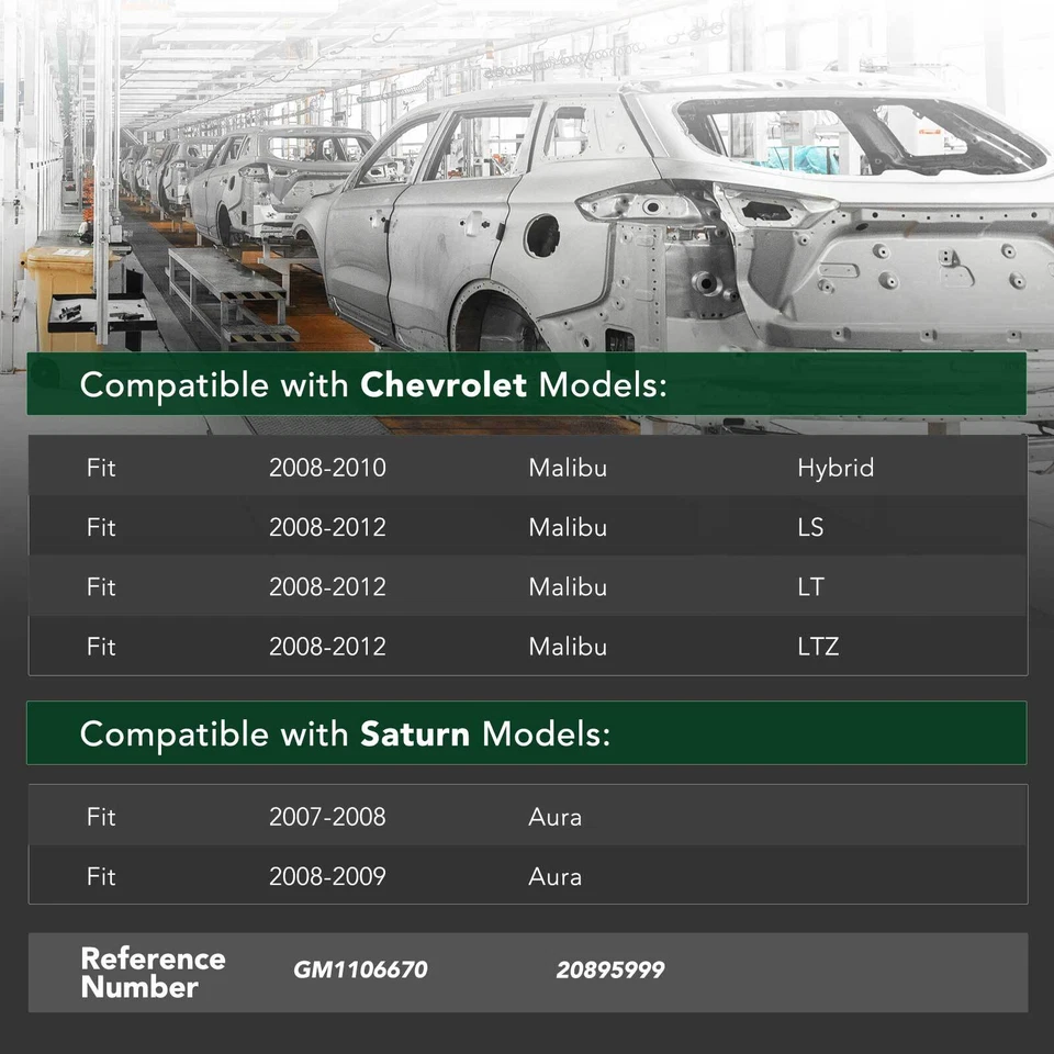 Barra de impacto de refuerzo de parachoques trasero para Chevy Malibu 08-12 Saturn Aura acero Foto 2 de 4