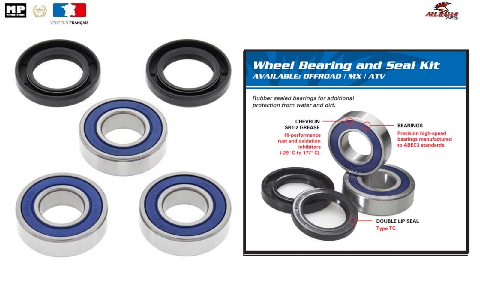 Kit roulement de roue arrière 25-1233 pour moto Kawasaki VN900 Custom 2007-2022