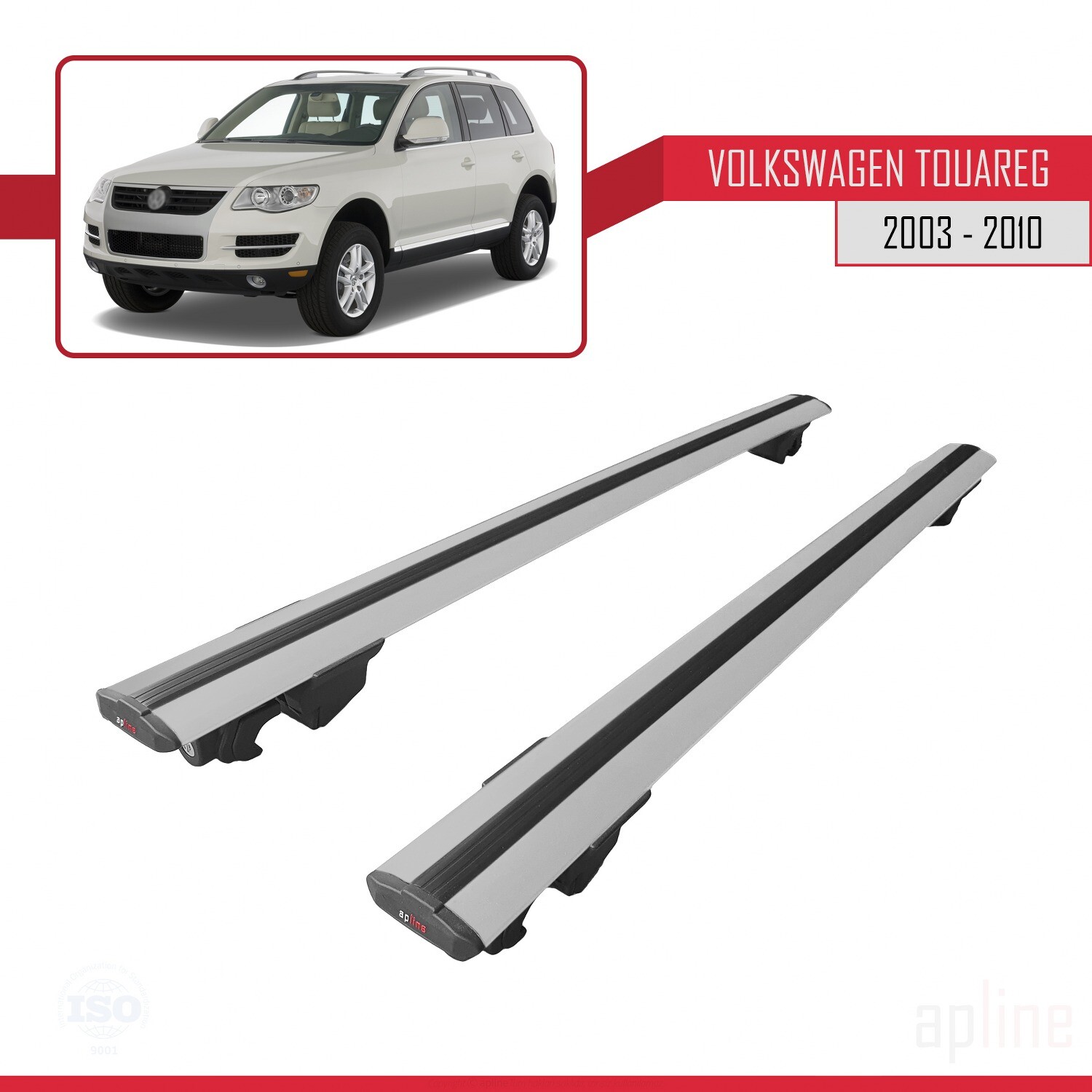 Barres de toit Touareg 2002-2010 profil HOOK pour coffre et ski - 4
