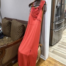Orange Long Evening Dress Alexa B Nites Sz 14 Kick Pleat