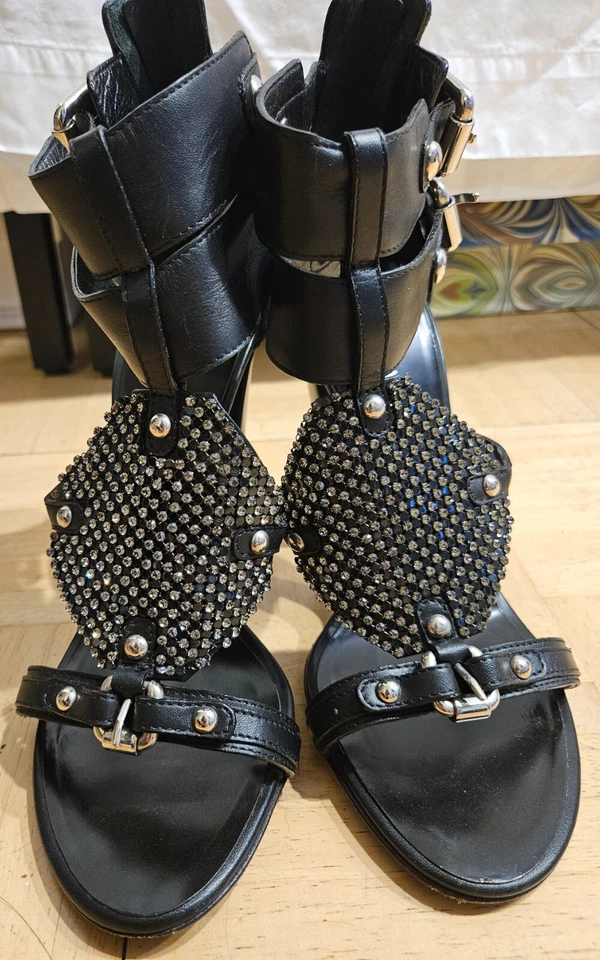 BALMAIN Giuseppe Zanotti Swarovski CRYSTAL GLADIATOR SANDALS Shoes Heels $1250 - Image 2 of 4