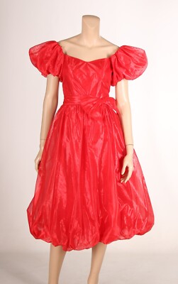 Penney Vintage 80s Red Bubble Skirt Bridesmaid Party Prom Dress size  7/8