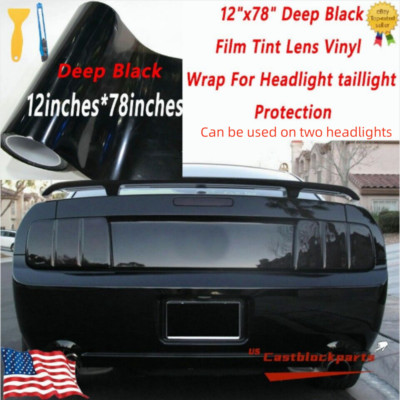 12"x78" Glossy Deep Black Tint Vinyl Film For Light Headlight - Foto 8