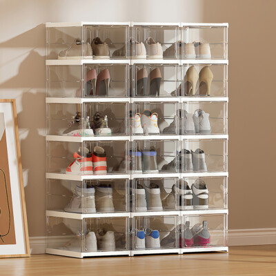 Large Clear Plastic Shoe Storage Box Stackable Foldable Boxes