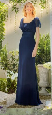 sz16 NAVY chiffon evening wedding formal party dressPRICE REDUCED