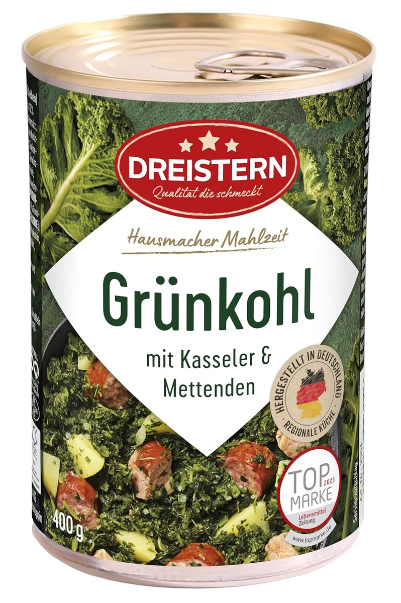 Dreistern Grnkohl Kasseler Mettenden Fleisch Fertiggericht Konservendose  400 g | eBay.de