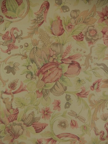 G.S. Tessuti "Tessuto stampato flora e fauna. Rosa verde marrone. 54,5 x 33". F-228 - Foto 10 di 12