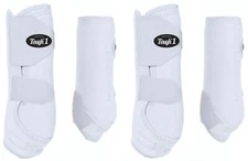 Horse Protective Sport Boots - White- Fronts Only OR Complete Set/4- 3 Sz