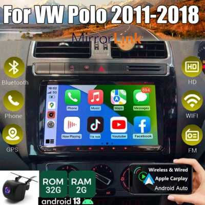 WPG-AUTOPARTS For VW Polo 2011-2018 Android 13 Apple Carplay Car Radio Stereo GPS DSP 2+32GB