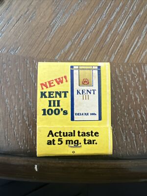 Vintage Kent III Deluxe 100's Cigarettes NEW Matchbook Matches FULL & UNSTRUCK