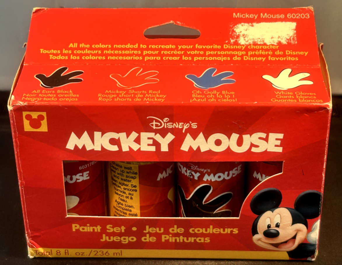 Disney vintage Mickey Mouse paint set 8 oz red box item has been