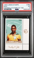 1968 Ajman Stamps Football Players w/ Tab Pele Brazil #1RIS PSA 3