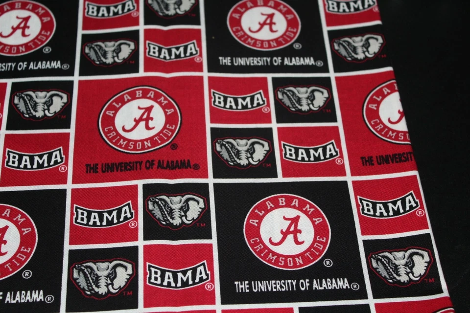 Alabama Cotton Fabric Crimson Tide 1/4 Yard 9" x 42" NCAA Material Football - Image 3 of 4