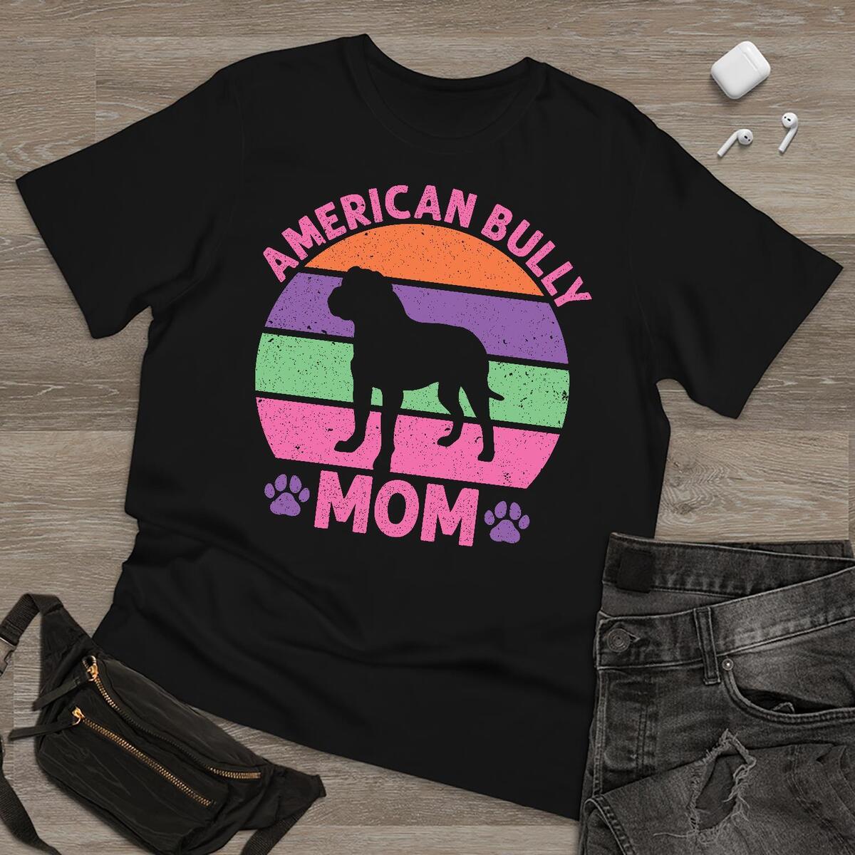 American Bully Mom DOG Vintage T Shirt Men Fashion 2023 Women T