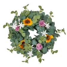 Sunflower Eucalyptus Wreath Handmade Artificial Garland Front Door Wall Decor
