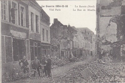 La Bassee - Rue de Mizelle - Bombenschaden, Ruinen, 1.WK - alte Postkarte