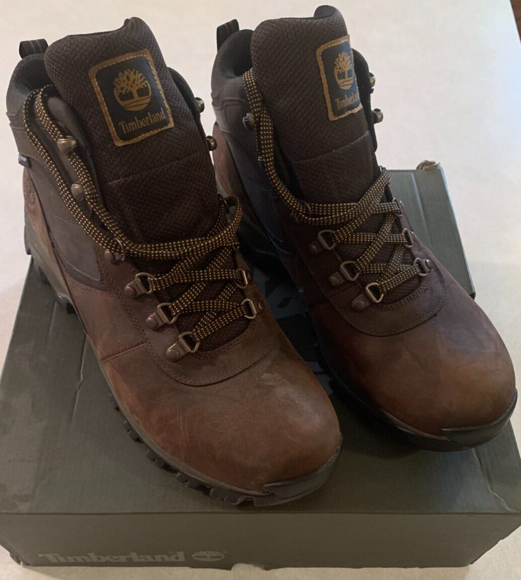 Timberland Men's Maddsen Waterproof Mid Hiker Dark Brown Full Grain  Boots 13